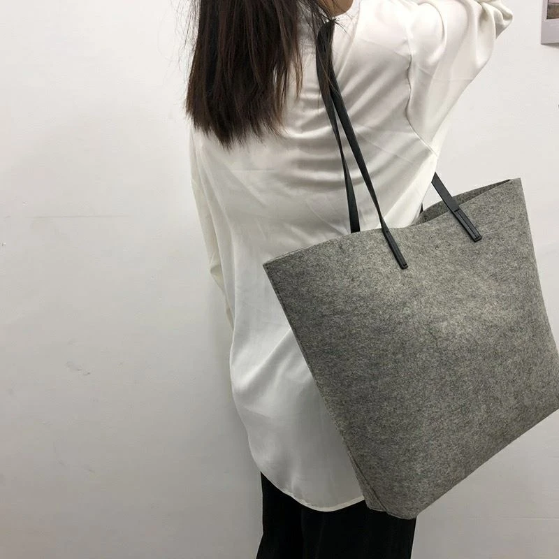 grey felt tote bag